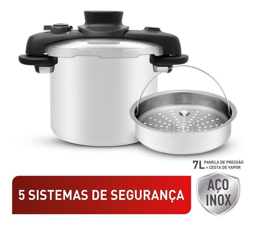 Panela De Pressão 7l Tefal Opti'space Inox Com Fundo Triplo