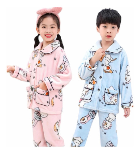 Conjunto Pijama Peluda 2 Piezas Niños Invierno Frío
