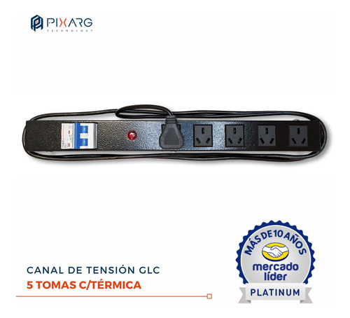 Imagen 2 de 7 de Canal Tension Rack Termica 5 Tomas Zapatilla Pie Mural Glc