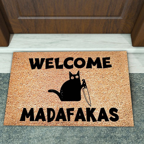 ./dark Cat Welcome Madafakas Full Print Doormat