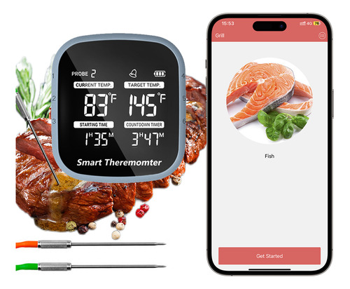 Termômetro De Churrasco Com Carne/bbq Wireless Digital Food