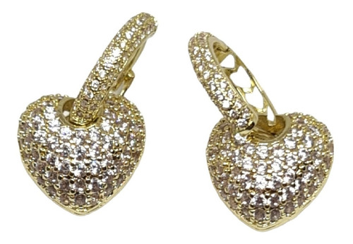 Aretes Mujer Corazones Candonga Dorado Oferta Envio Gratis 