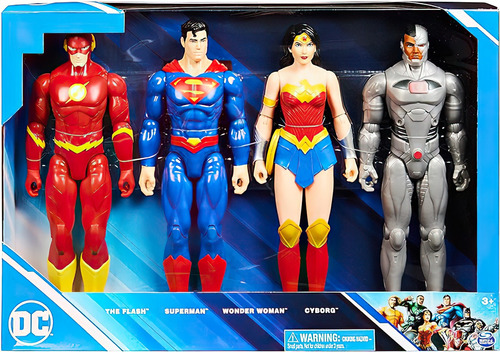 Set Figuras Superman Flash Cyborg Mujer Maravilla 30cm Super