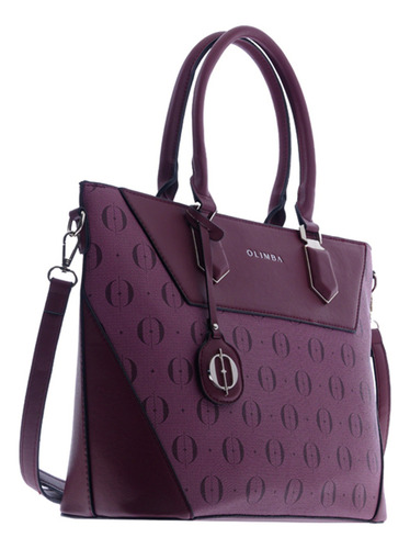 Bolsa Tote De Mujer Grande Compartimientos Amplios 88519 Violeta Oscuro Lisa Oro