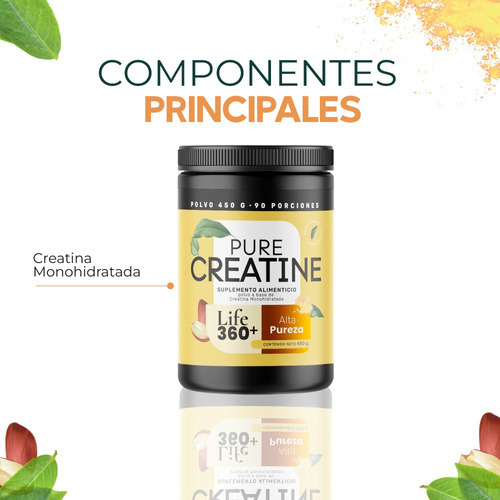 Imagen 2 de 6 de Polvo Creatina Monohidratada De 450g - Monohydrate Creatine Sabor 90 Porciones