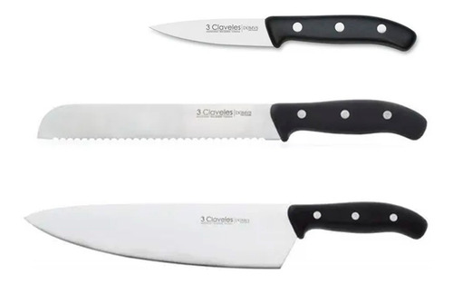 Set 3 Cuchillos 3 Claveles Domus Panero Cocinero Verduras