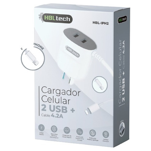 Cargador Hbl Tech Iph2 4.2a Carga Rápida P/ iPhone