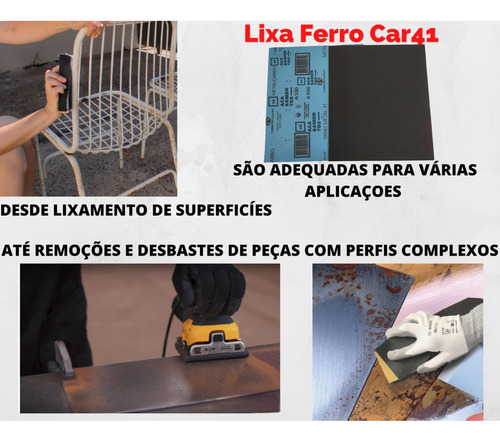 Kit Com 10 Folhas De Lixa Ferro Metal Aço Ferrugem Car41