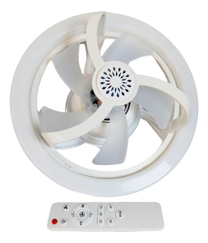 Ventilador Para Portalampara Con Luz Led Rgb Control Remoto Cantidad de aspas 5 Estructura Blanco Aspas Transparente Diámetro 28 cm Frecuencia 50Hz/60Hz Material de las aspas Plástico