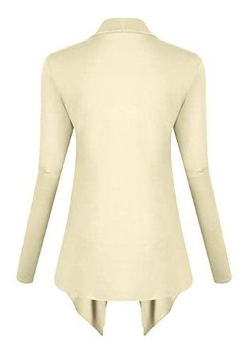 Coco Urbano Mujer Drape Frente Abierto Cardigan Manga Rhf3q