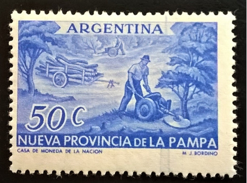 Argentina, Sello Gj 1068 La Pampa Error Impr 56 Mint L13799