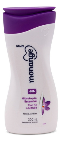  Desodorante Hidratante Corporal Flor de Lavanda Monange Hidratação Nutritiva Frasco 200ml