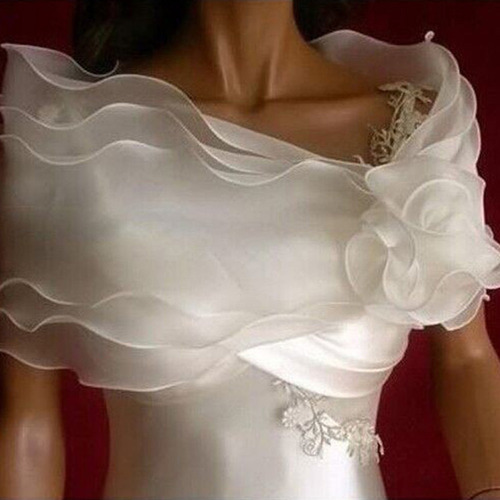 (w) Elegante Chal De Tul Multicapa Con Flores Para Novia