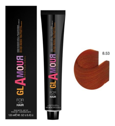 Tinte Glamour 8.53 Rojo Claro Naranja De 120ml + Agua 