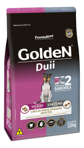 Ração Golden Duii Cães Adulto Pequeno Salmão / Cordeiro 3kg