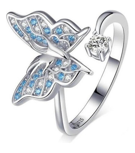 Anillo Mariposa Azul Plata 925