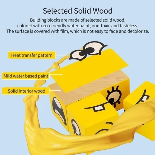 Bloques De Construcción De Madera Emoji Juguete Mesa Juego