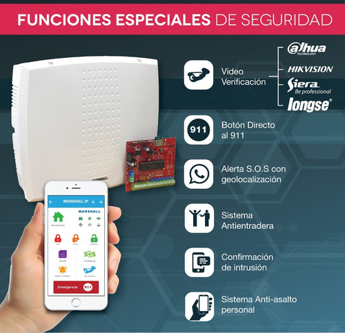 Kit Alarma Marshall 3 Wifi Inalambrica Domiciliaria 6 Cuotas