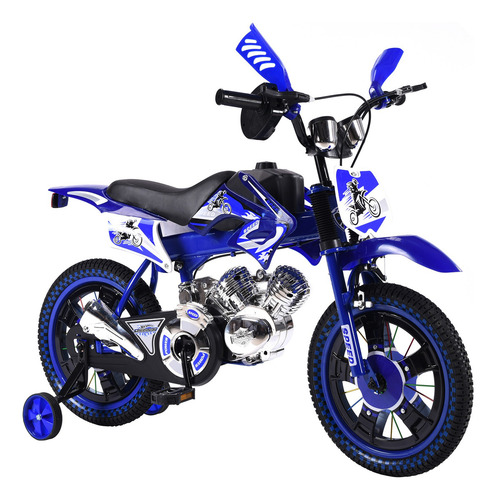 Bicicleta Entrenadora Niños Aeiou Baj-15005 R16 Motocross Color Azul Tamaño Del Cuadro 16