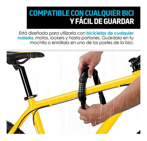 Fopnew Candado De Combinación Para Bicicleta Ultra Resistente Con Recubrimiento De Tela, Resistente Al Agua, Acero Reforzado, Cadena Con Combinación De 5 Dígitos, Hasta 100 Kg De Fuerza, (100 Cms)