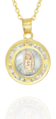 Medalla Virgen Guadalupe Redonda. Oro Laminado 14k Religiosa