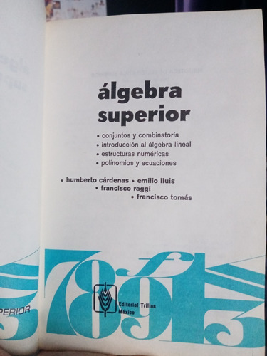 Algebra Superior / Trillas Quinta Reimpresión 1981 (Usado)