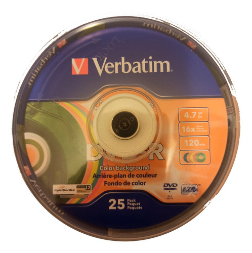 Dvd-r Grabable X25 Uni. 4.7gb 16x Alta Velocidad Verbatim