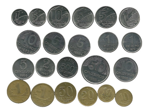 1 Cruzeiro 1945 1946 1979 1981 1990 + 2 Centavos 1969 +16moe