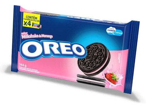Imagem 4 de 8 de Biscoito Recheado Milkshake De Morango Oreo 144g