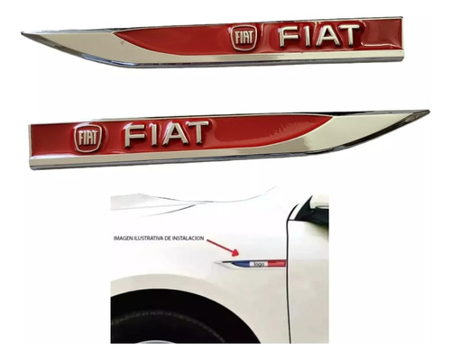 Emblemas Espadines Rojos Adheribles Fiat Punto 2010