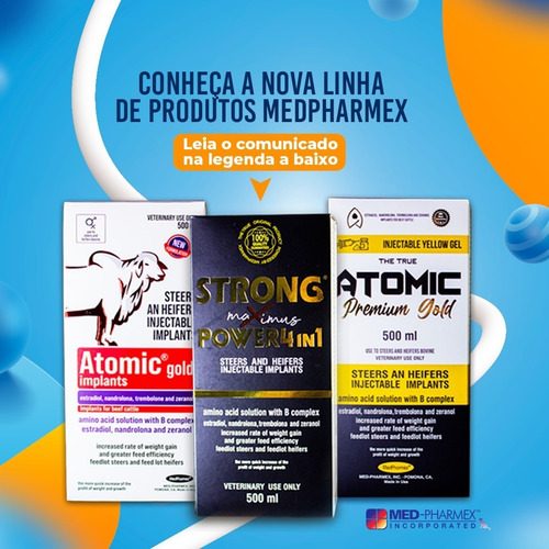 Imagem 4 de 4 de Atomic Gold Implants 500ml Engorda Bovinos Ganho Peso 12un