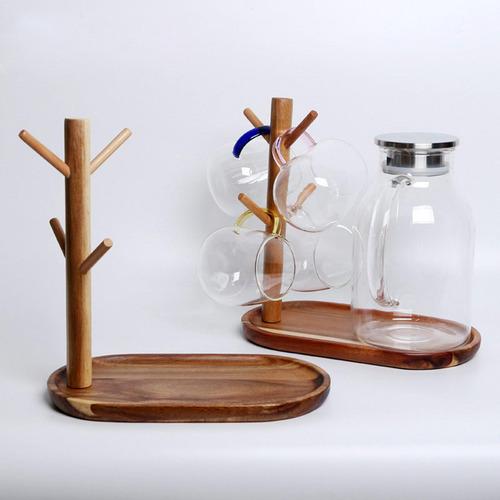 Estante Para Tazas De Madera, 2 Uds., Organizador De Cocina