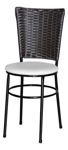 Conjunto 2 Cadeiras Para Mesa Aço Preta Hawai Fita Marrom