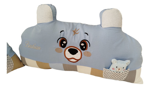 Chichonera Oruga X 2unid Con Cabecera Oso Personalizada Orugas Con Oso Celeste