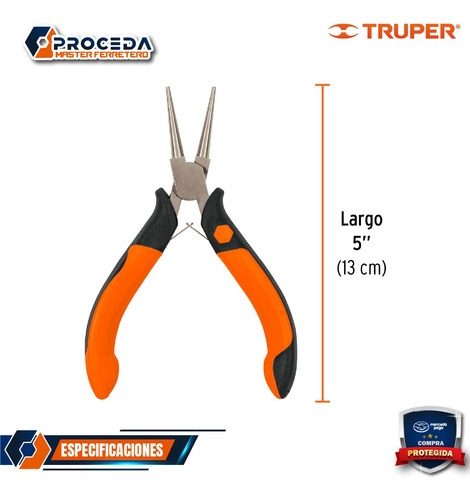 Pinza Miniatura 5'' Punta Redonda Truper 17370