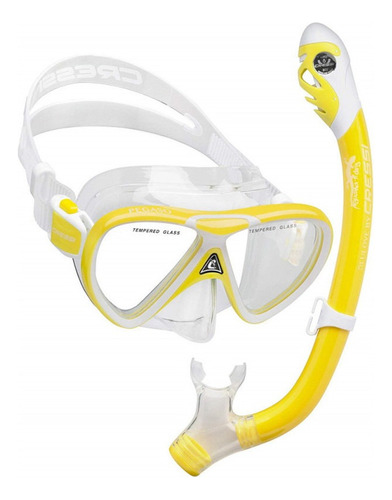 Kit Snorkeling Cressi Pegaso & Iguana Dry Amarillo Niños Dm2