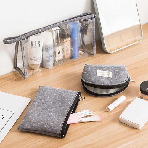 Cosmetiqueras, De 3 , Bolsas Maquillaje Color Gris