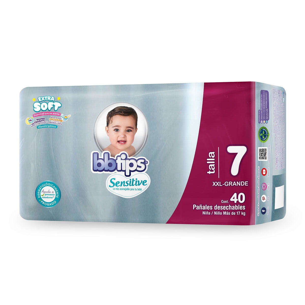 Pañales Bbtips Sensitive Etapa 7 unisex XXG