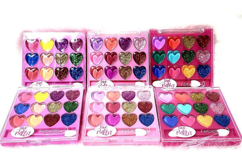 Paleta De Sombras Com Glitter Meninas 12 Cores +1 Pincel