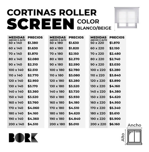 Roller Screen Con Filtro Uv - 160 X 140