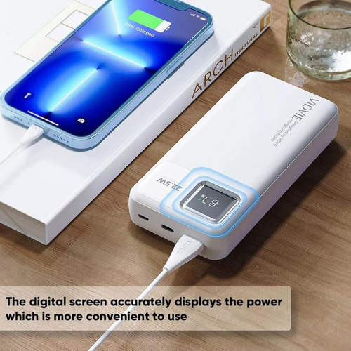 Cargador Batería Externa Vidvie Ultra Rápida Digital 20000mh Blanco