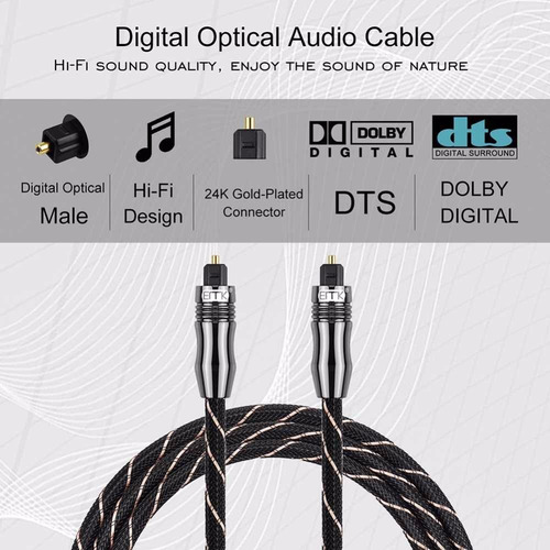 Imagen 3 de 8 de Cable Óptico Audio Toslink Emk Reproductor Blu-ray, Tv 2mts