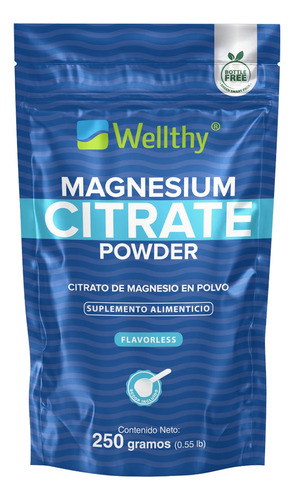 Citrato De Magnesio En Polvo Sin Sabor 250gr 25 Serv Wellthy