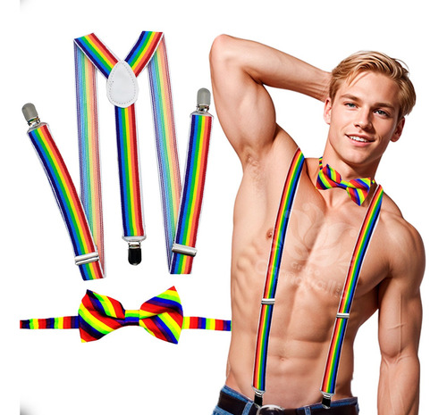 Tirantes Moño P/ Adulto Bandera Orgullo Gay Pride Lgbt Neón