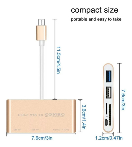 Adaptador De Aluminio Usb C Hub Ultra Slim Usb C A Lector Rosa Claro