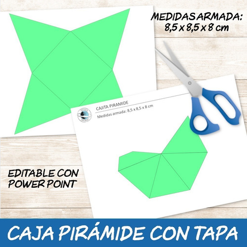 Pack Imprimible Molde Caja Pirámide Con Tapa Editable