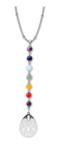 Collar Para Mujer Con Dije Flor De Loto 7 Chakras Yoga Acero