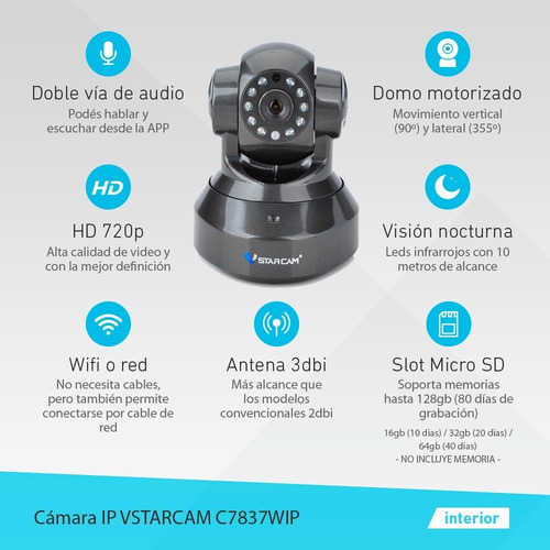 Imagen 7 de 10 de Baby Call Monitor Infantil Camara Bebe Seguridad Ip Wifi Inalambrica Motorizada Celular Vstarcam + Cuotas