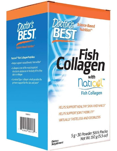 Colágeno De Pescado Con Naticol 5g Doctor's Best 30 Unidades