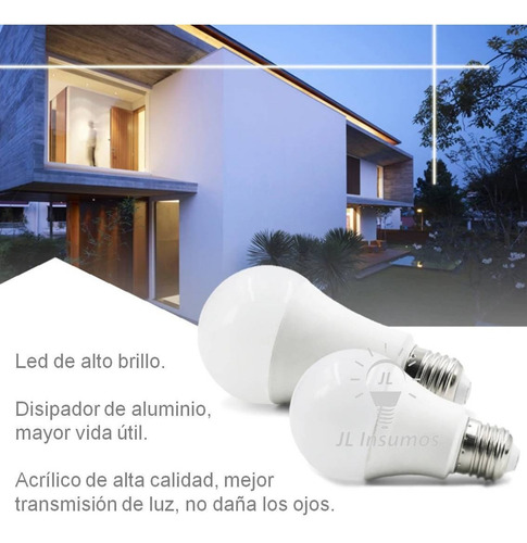 Imagen 4 de 4 de Pack 10 Lampara Led 15w E27 Luz Fria Equivalente 100w